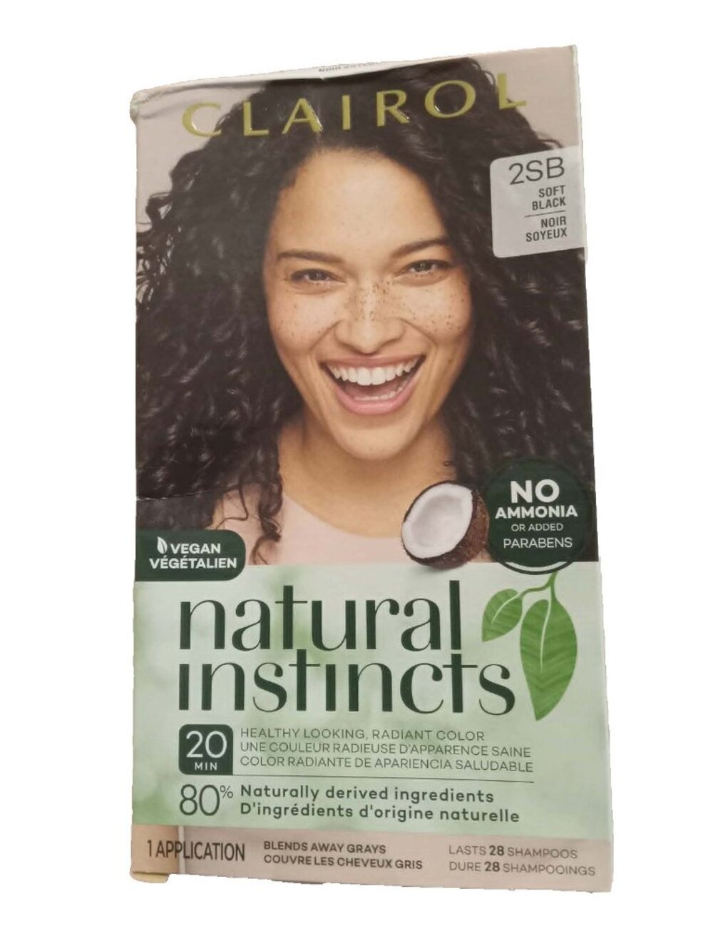 Clairol, Natural Instincts, 2SB, Soft Black, Hair Dye-